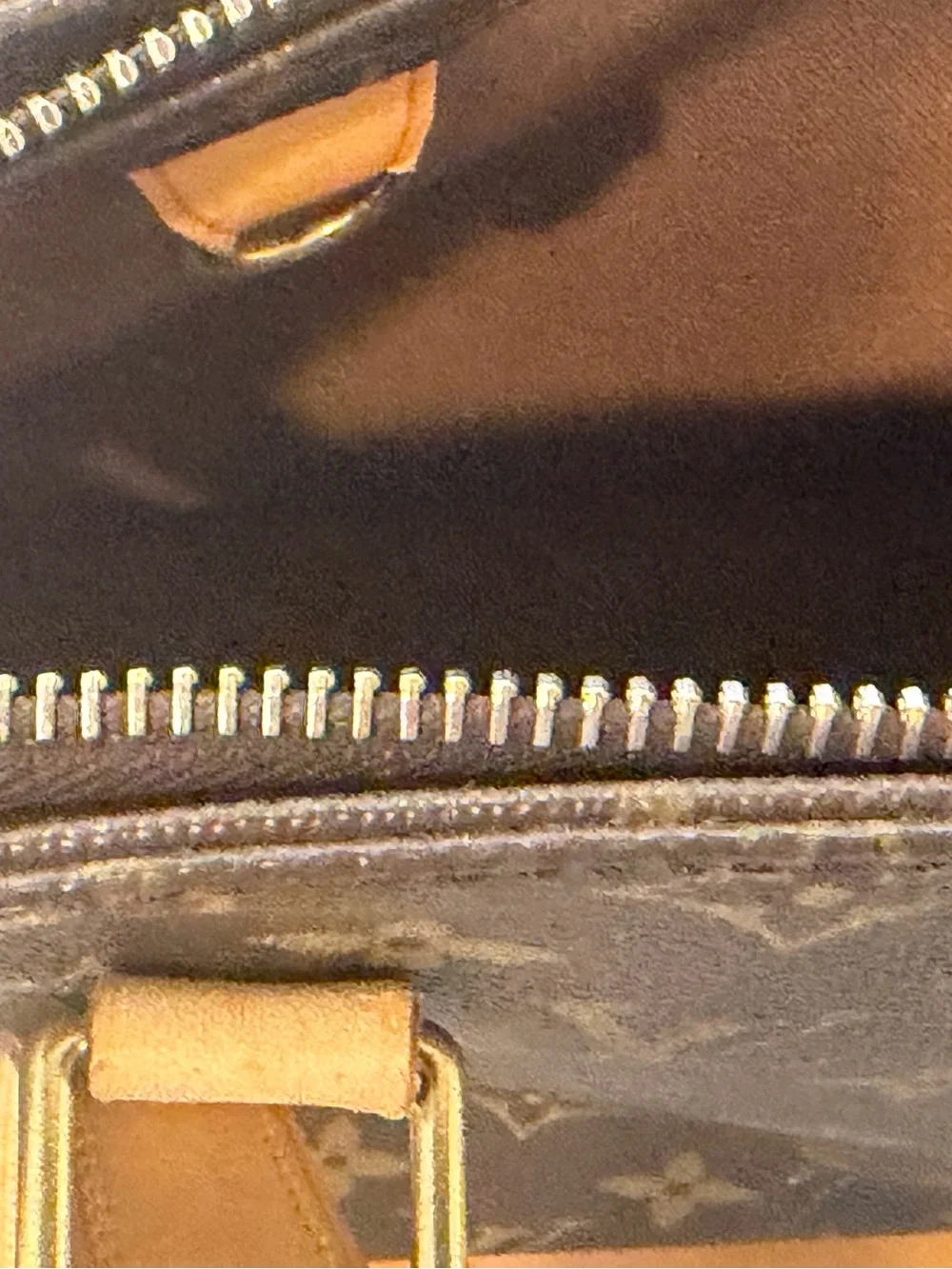 Louis Vuitton Brown Leather Shoulder Bag with Gold Hardware